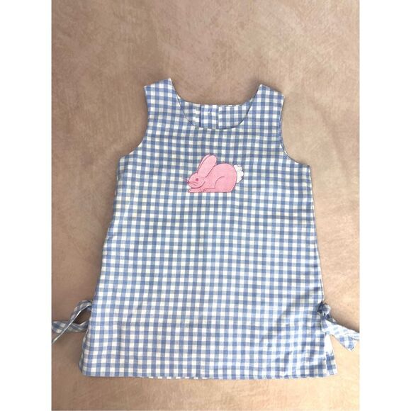 Vintage Y2K 90s Blue Gingham Bunny Girls Dress Size 3 - Picture 1 of 8